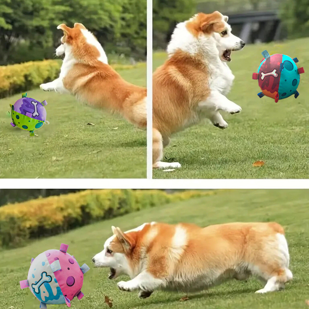 Piłka nożna z paskami dla psa - Interaktywna zabawka do przeciągania