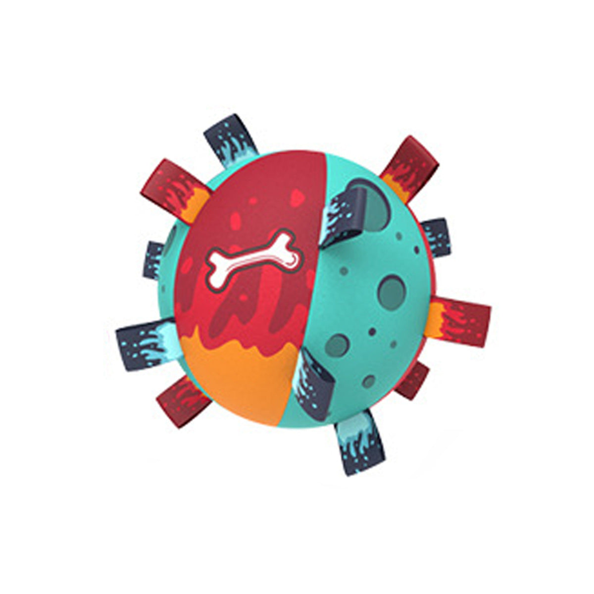 Piłka nożna z paskami dla psa - Interaktywna zabawka do przeciągania